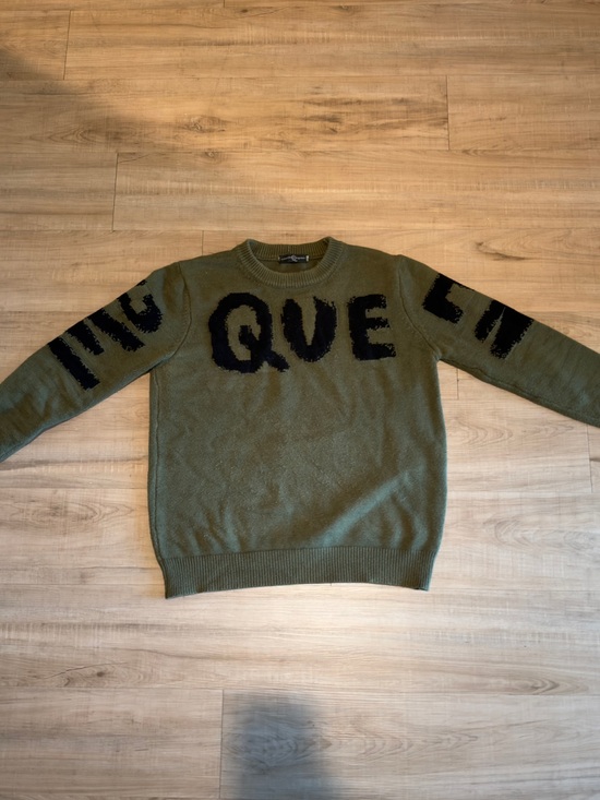 Alexander McQueen Other - Alexander McQueen Olive Green Crewneck Sweater with Black Graphic Text